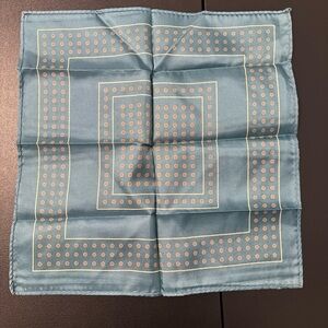 Blue teal and Orange Patterned pocket square 13”x13”